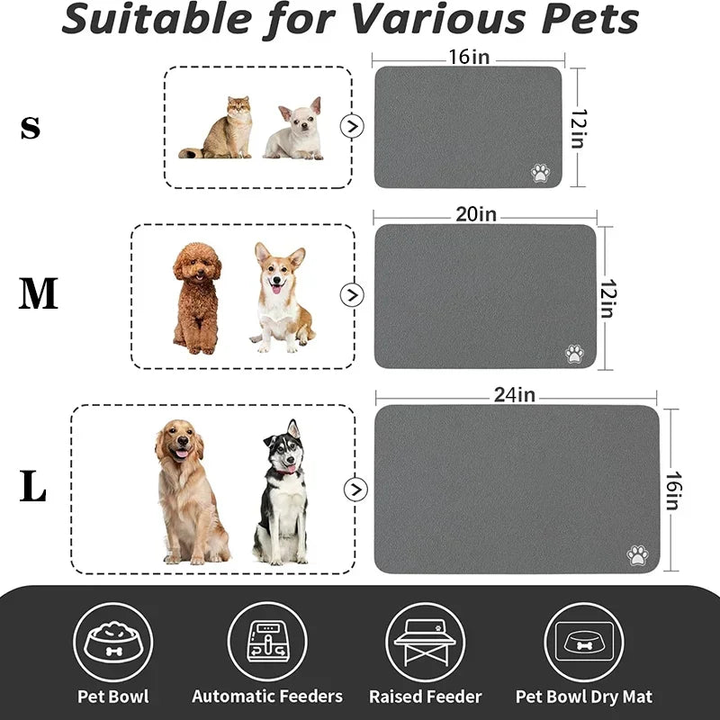 Pet Feeding Mat, Absorbent Quick Dry for Messy Drinkers
