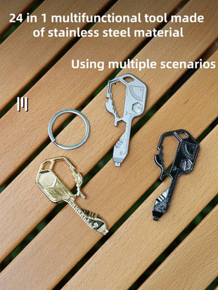24 in 1 Key Tool Multi functional Stainless Steel Keychain